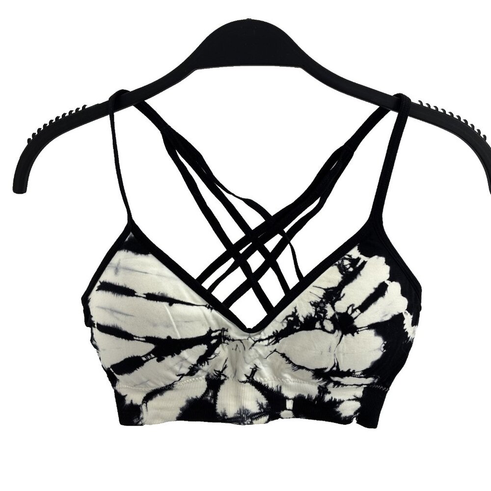 Flirtitude Womens Strappy Bralette Tie Dye Criss Cross Back Crop Top S